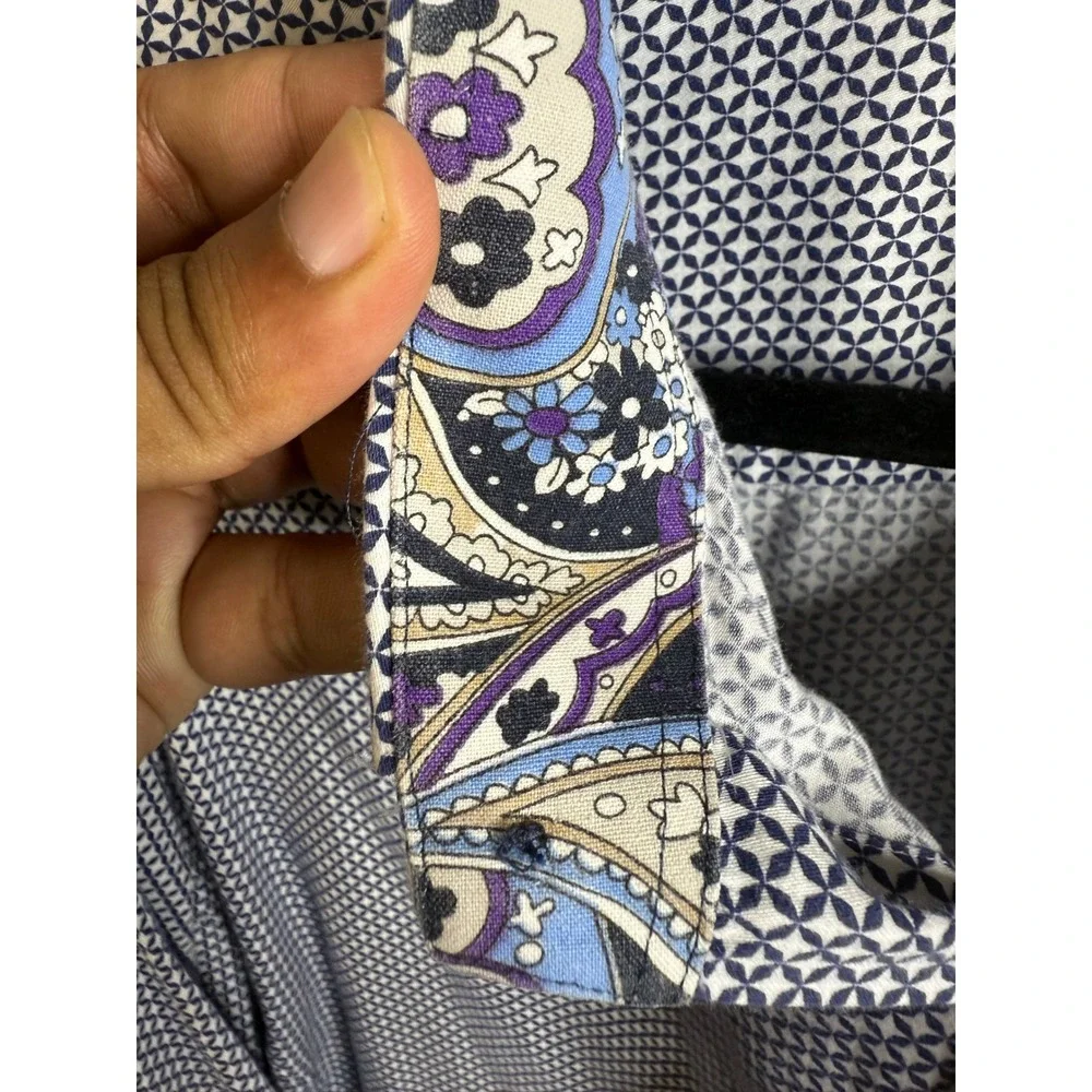 Bertigo Dress Shirt‎ Men's 2XL Long Sleeve Geometric Print Paisley Trim Tailored